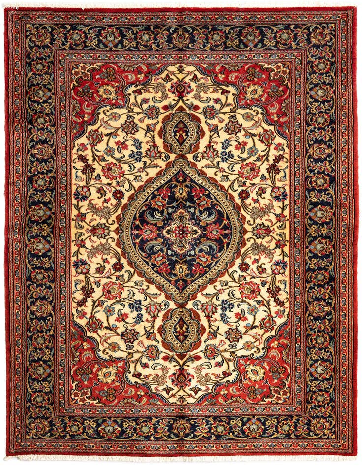 Detail image of 4' 8 x 6' 10 Hand Knotted Qom Persian Rug