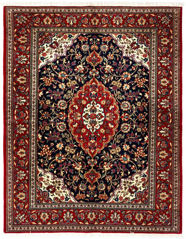 Detail image of 4' 8 x 6' 6 Hand Knotted Qom Persian Rug