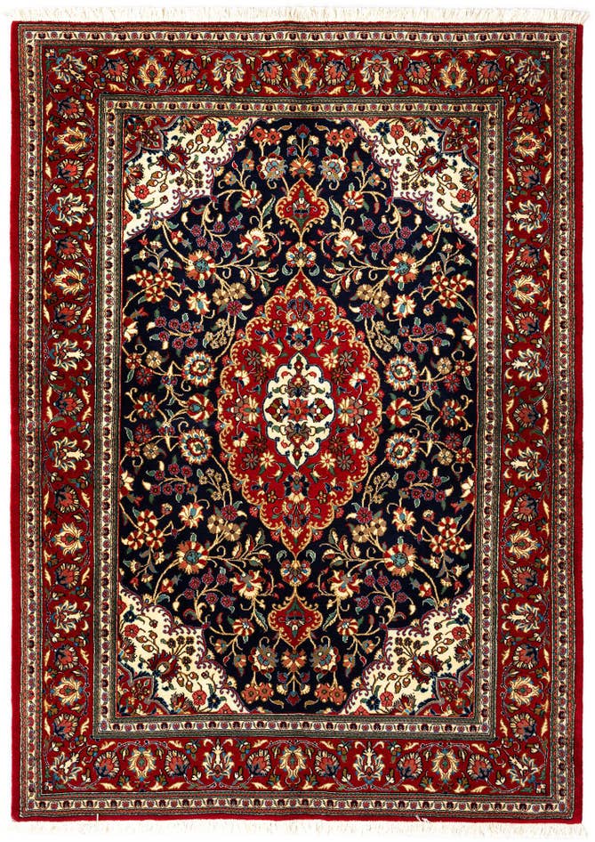 Detail image of 4' 8 x 6' 6 Hand Knotted Qom Persian Rug