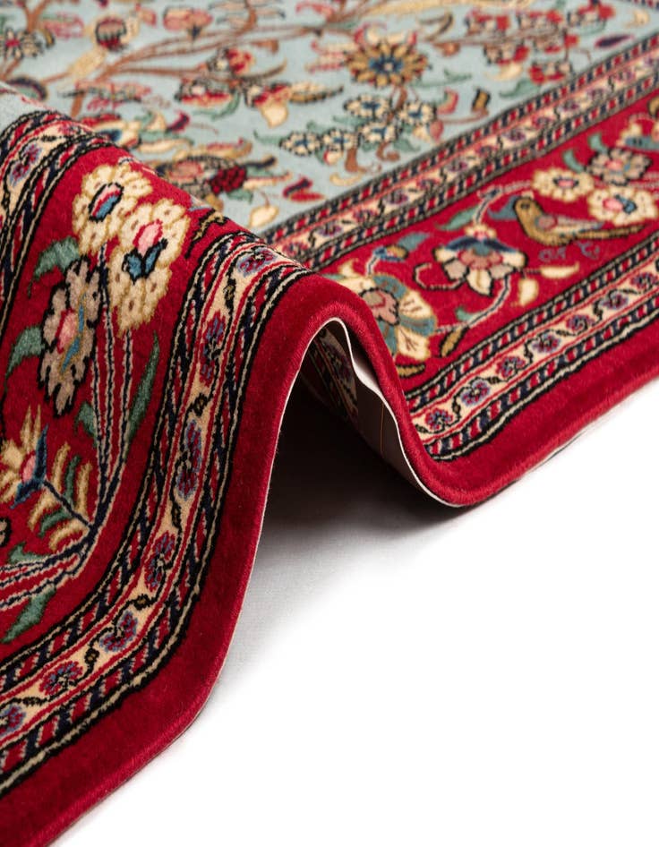 Detail image of 4' 9 x 7'  Hand Knotted Qom Persian Rug