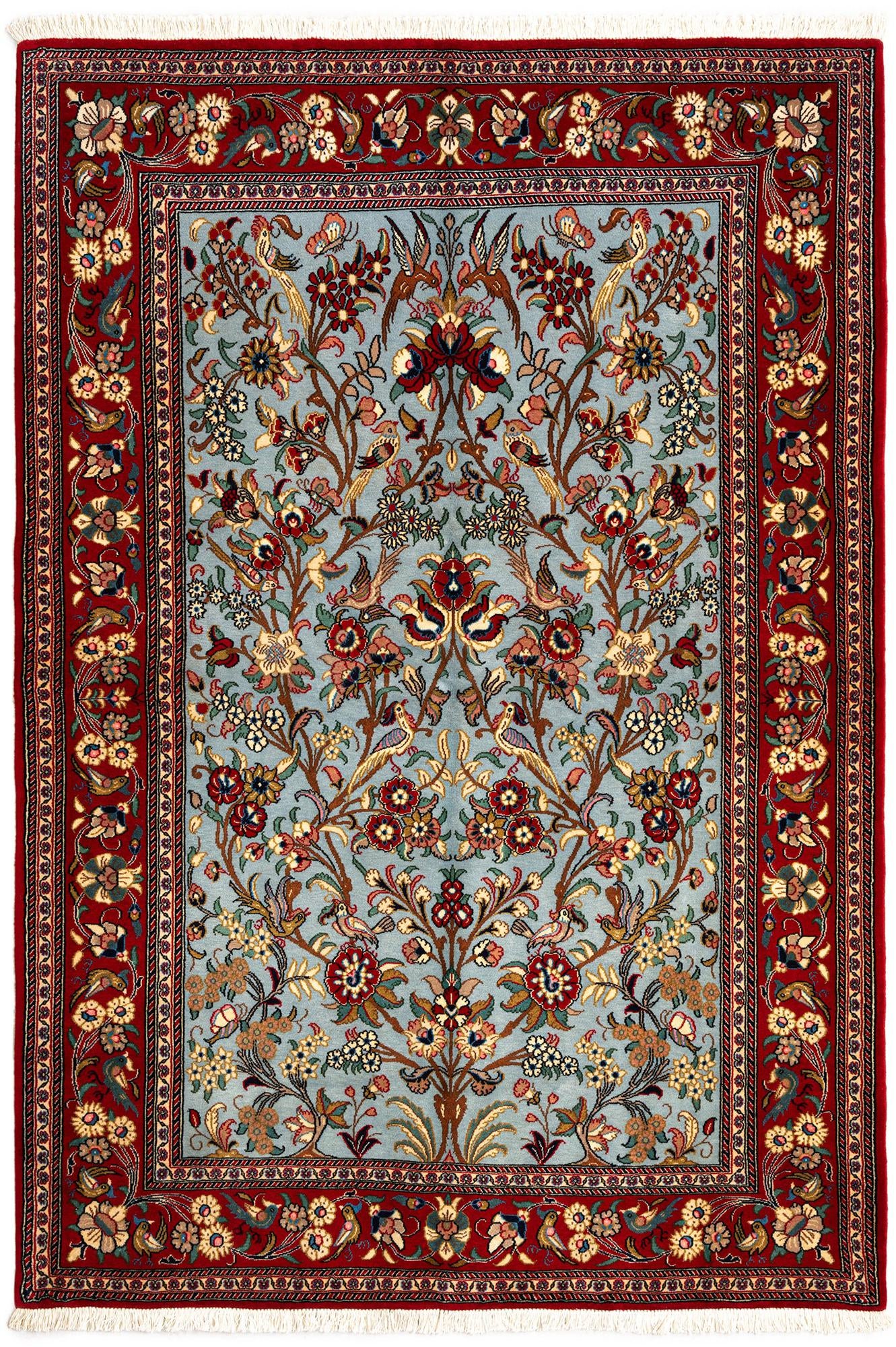 4' 9 x 7' Hand Knotted Qom Persian Rug