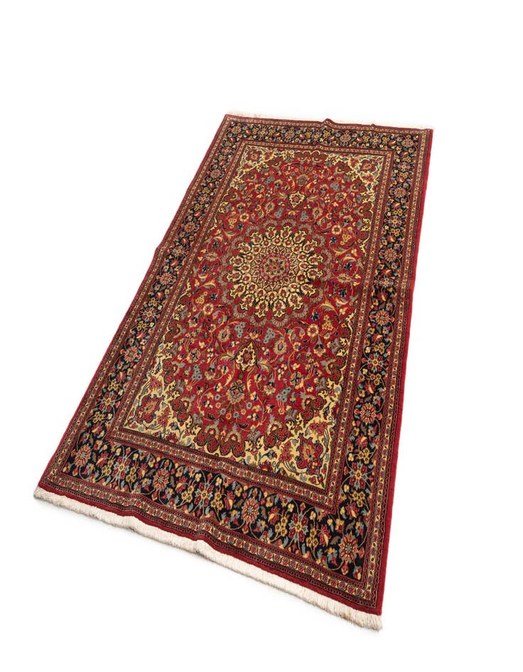 Detail image of 4' 8 x 6' 9  Hand Knotted Qom Persian Rug