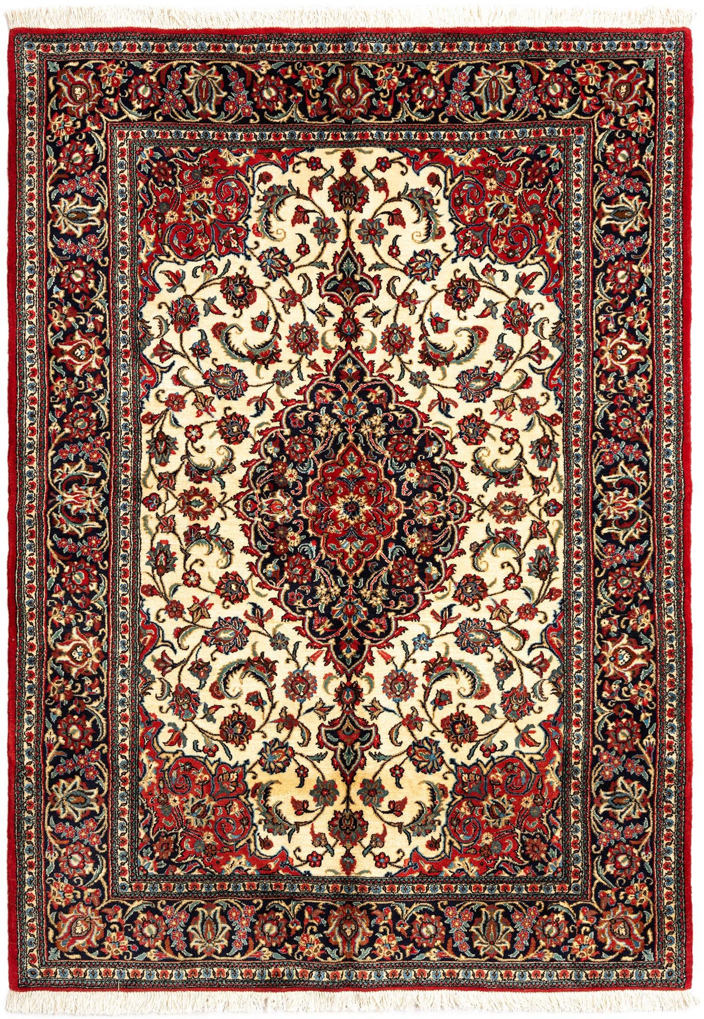 4' 9 x 6' 10 Hand Knotted Qom Persian Rug