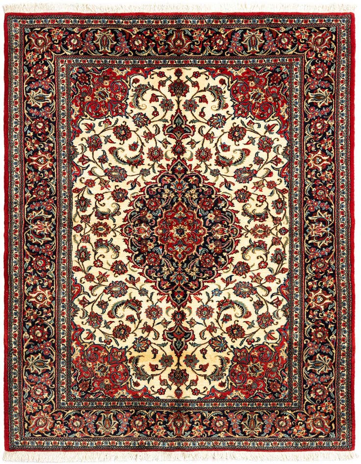 Detail image of 4' 9 x 6' 10 Hand Knotted Qom Persian Rug