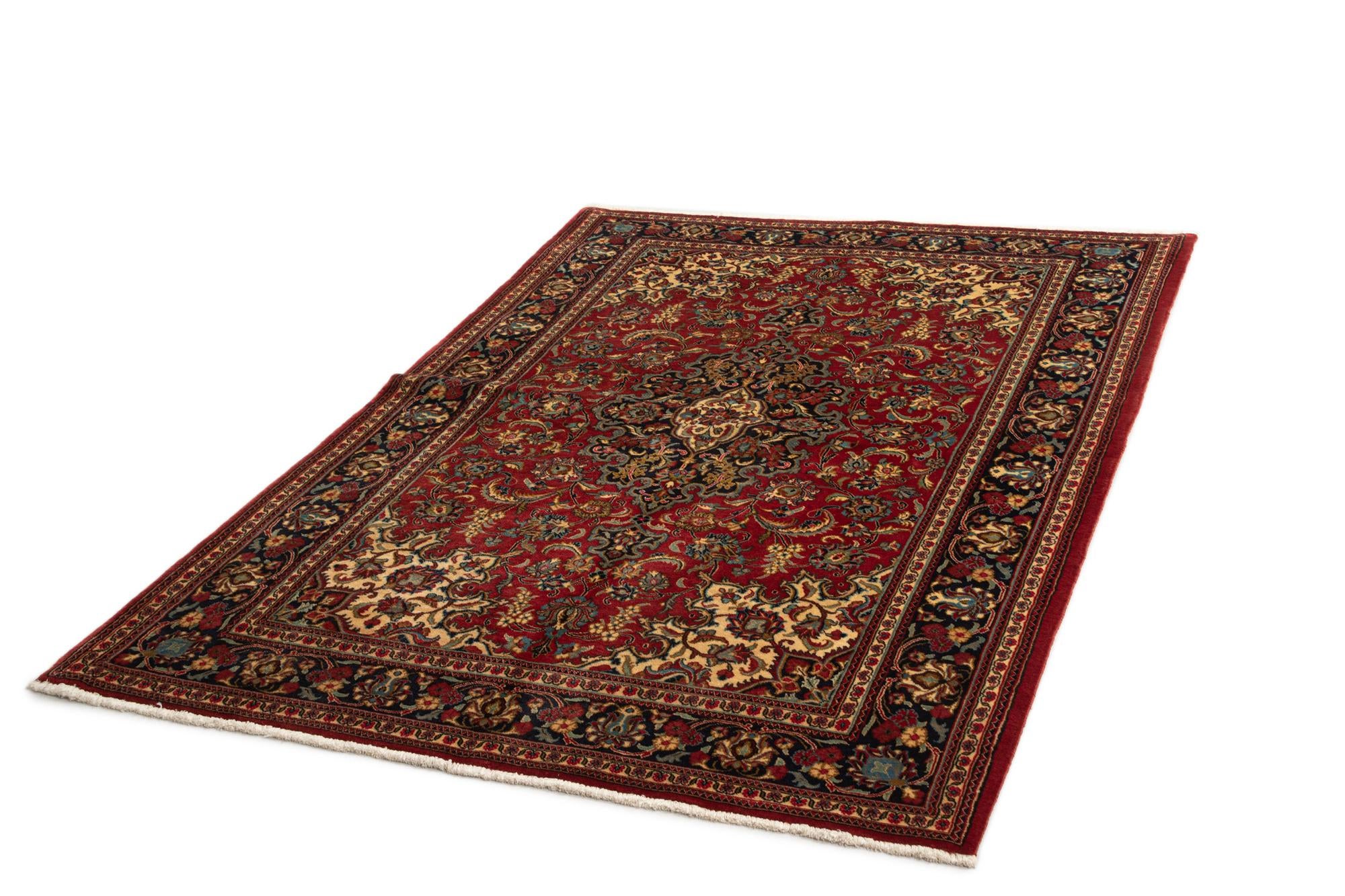 4' 7 x 6' 8 Hand Knotted Qom Persian Rug
