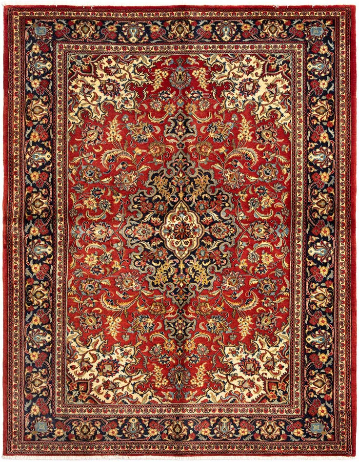 Detail image of 4' 7 x 6' 8 Hand Knotted Qom Persian Rug