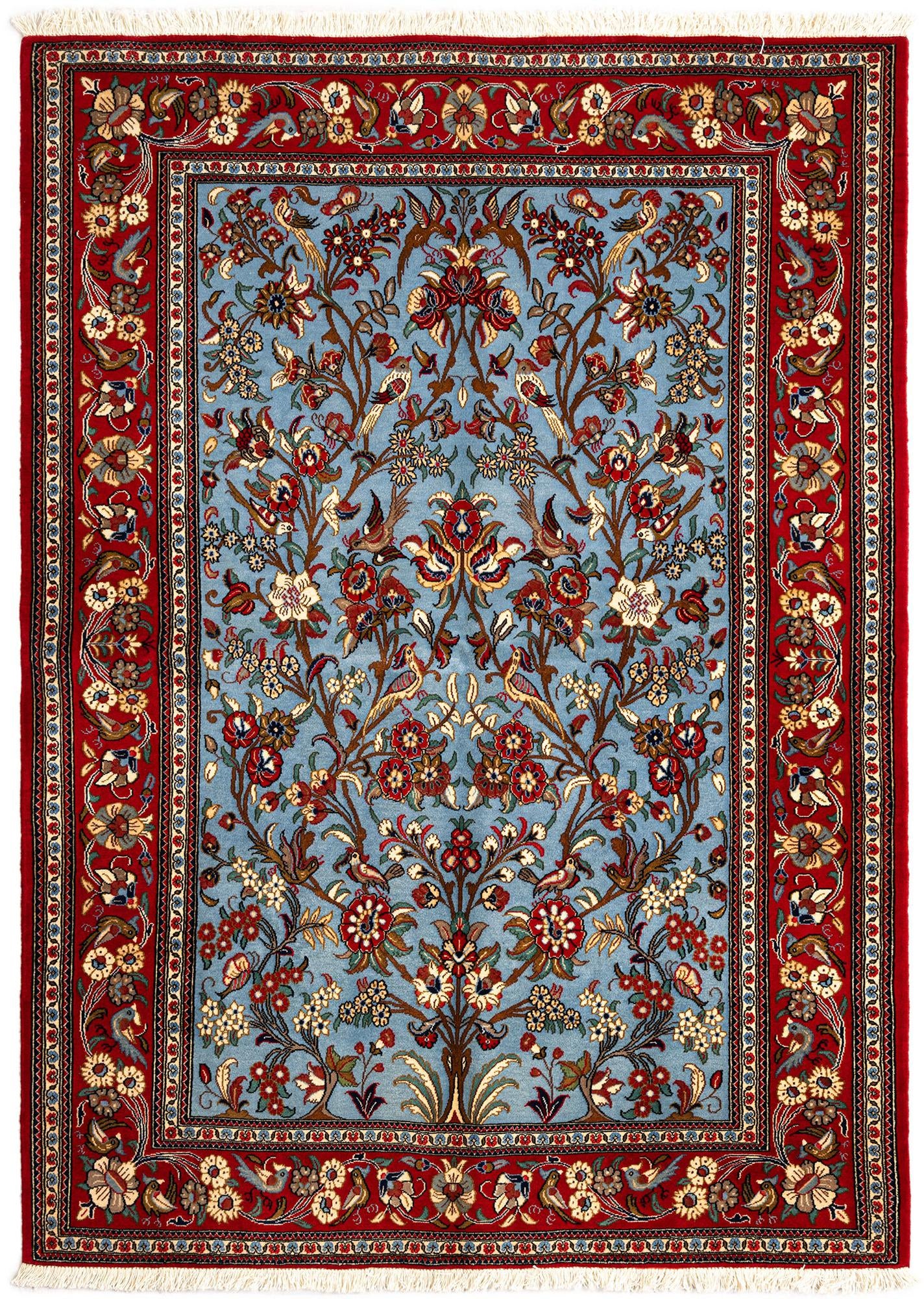 4' 11 x 6' 11 Hand Knotted Qom Persian Rug