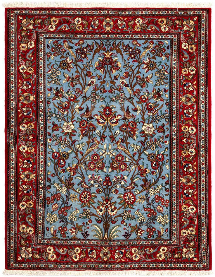 Detail image of 4' 11 x 6' 11 Hand Knotted Qom Persian Rug