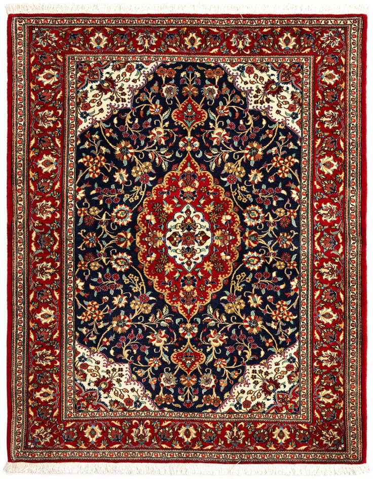 Detail image of 4' 11 x 6' 4 Hand Knotted Qom Persian Rug