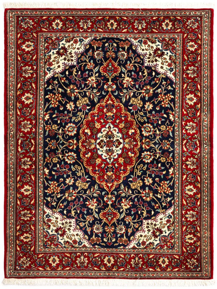 Detail image of 4' 11 x 6' 4 Hand Knotted Qom Persian Rug