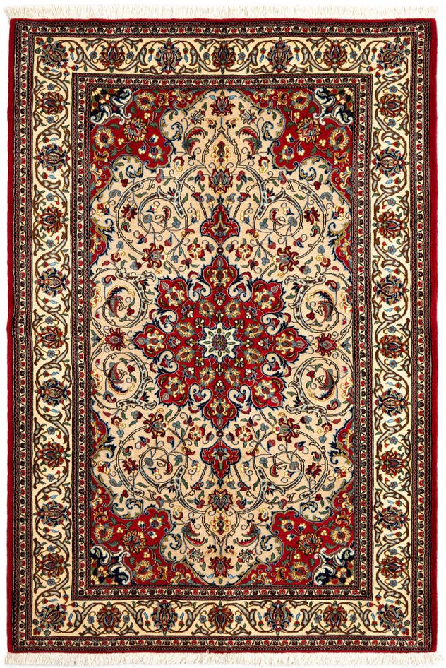 Detail image of 4' 10 x 7' 3 Hand Knotted Qom Persian Rug