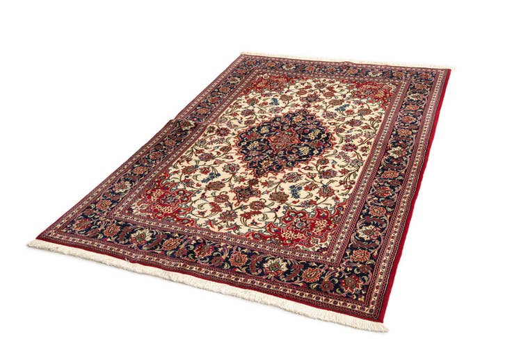 Detail image of 4' 6 x 6' 10 Hand Knotted Qom Persian Rug