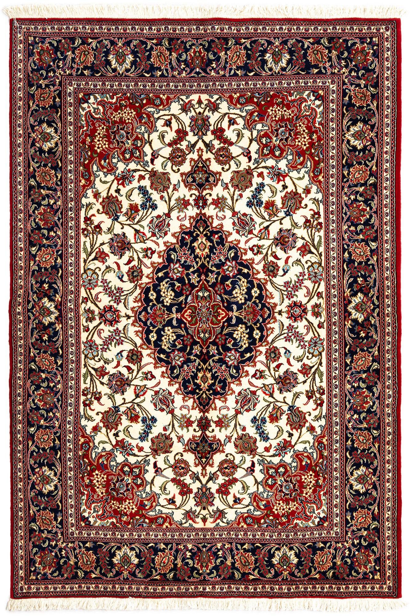 4' 6 x 6' 10 Hand Knotted Qom Persian Rug