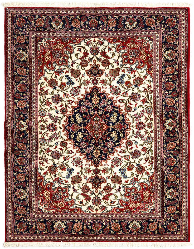 Detail image of 4' 6 x 6' 10 Hand Knotted Qom Persian Rug