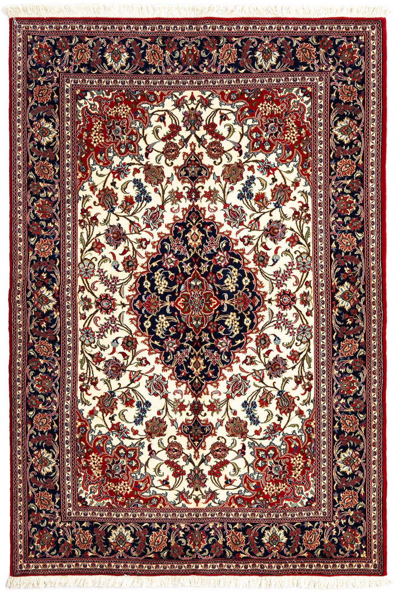 4' 6 x 6' 10 Hand Knotted Qom Persian Rug
