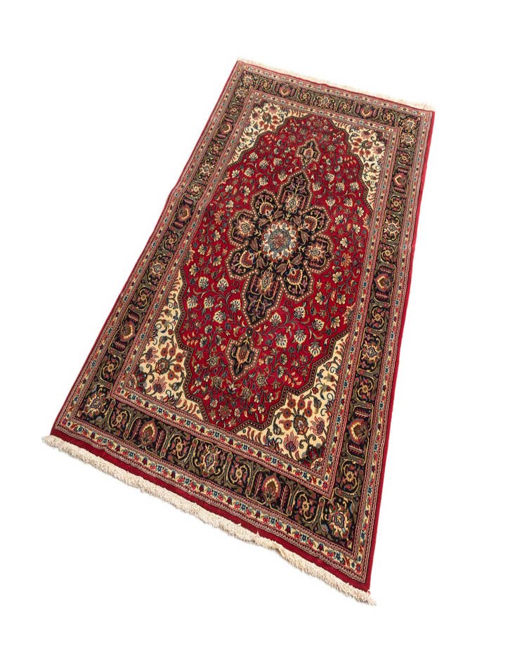 Detail image of 4' 5 x 6' 10  Hand Knotted Qom Persian Rug