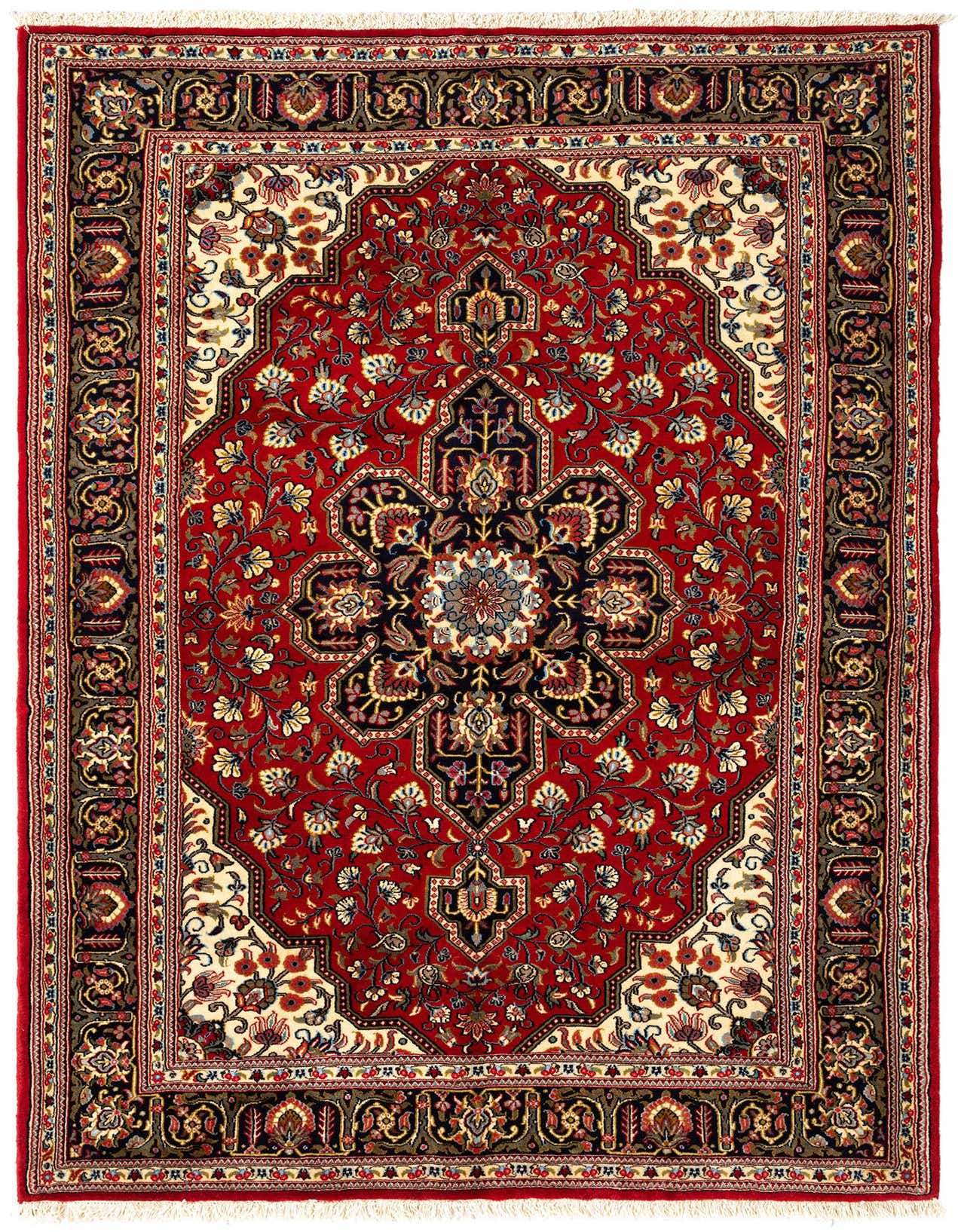 4' 5 x 6' 10 Hand Knotted Qom Persian Rug