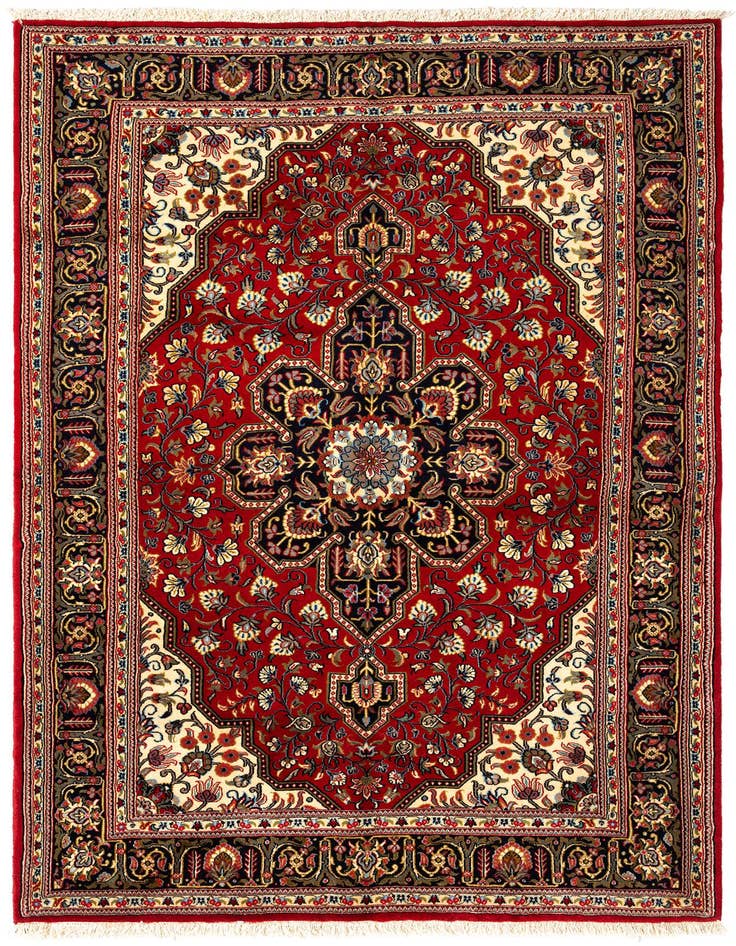 Detail image of 4' 5 x 6' 10 Hand Knotted Qom Persian Rug