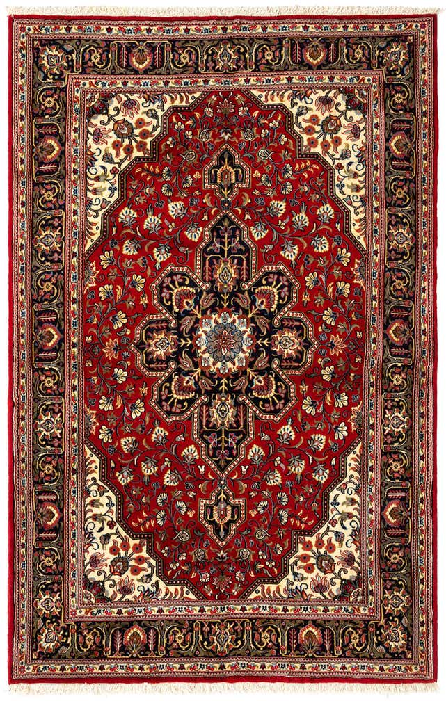 4' 5 x 6' 10 Hand Knotted Qom Persian Rug