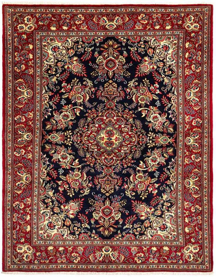 Detail image of 4' 9 x 7' 2 Hand Knotted Qom Persian Rug