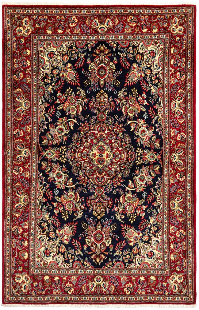 4' 9 x 7' 2 Hand Knotted Qom Persian Rug