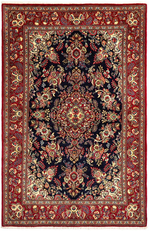 Detail image of 4' 9 x 7' 2 Hand Knotted Qom Persian Rug