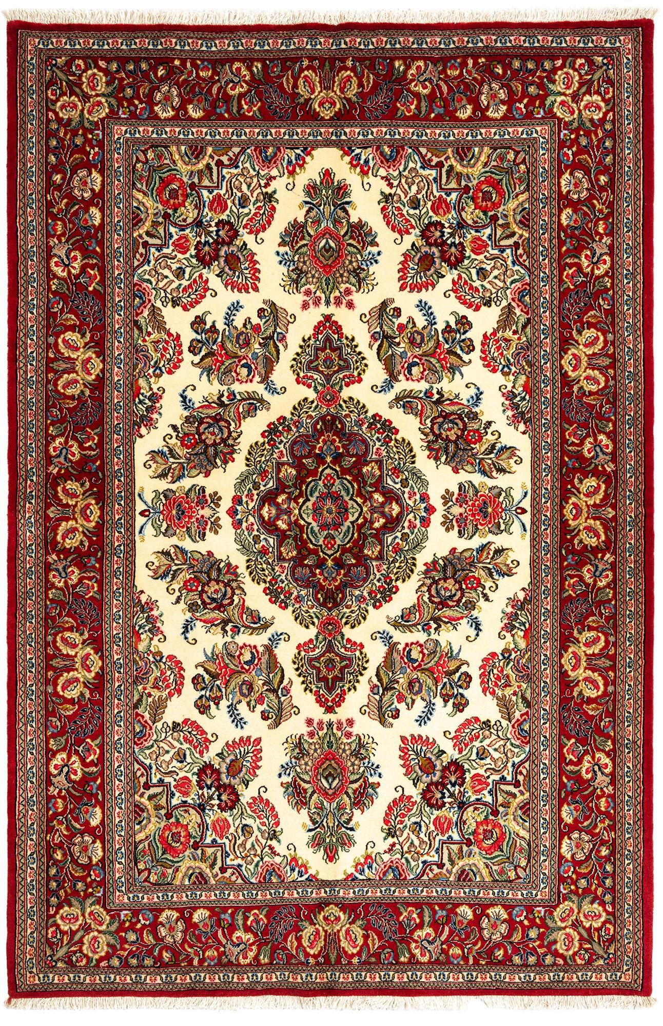 4' 9 x 7' 1 Hand Knotted Qom Persian Rug
