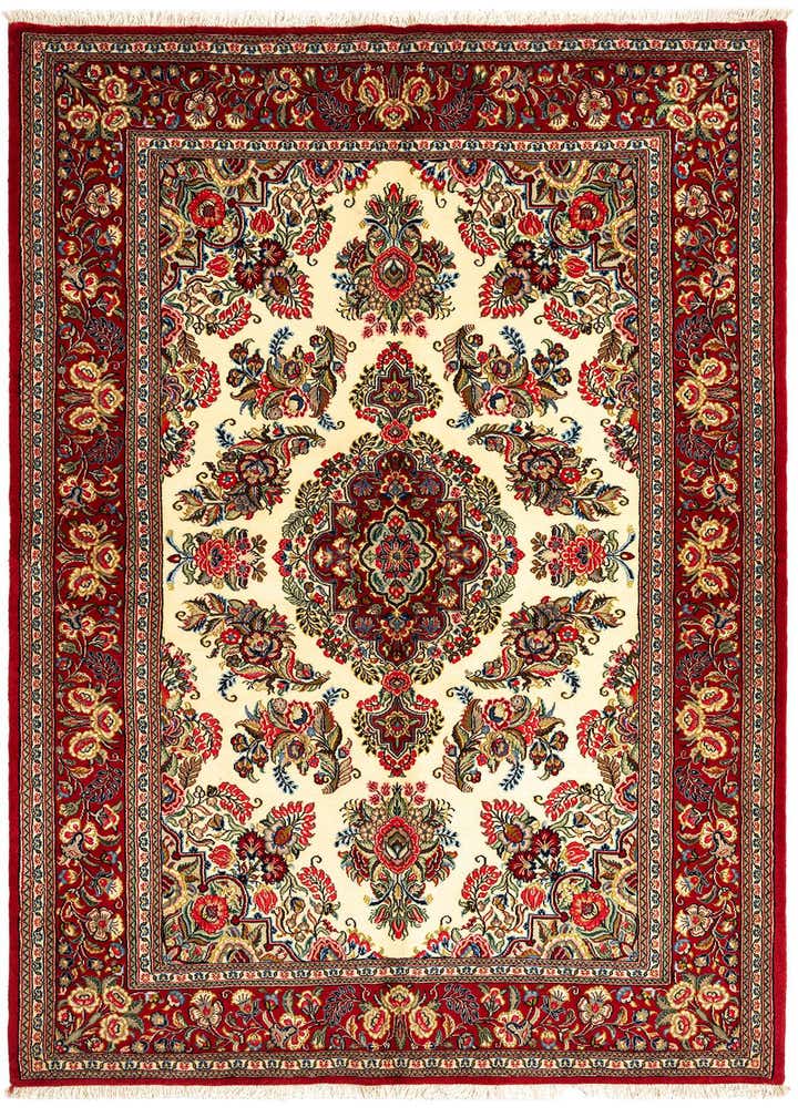 4' 9 x 7' 1 Hand Knotted Qom Persian Rug