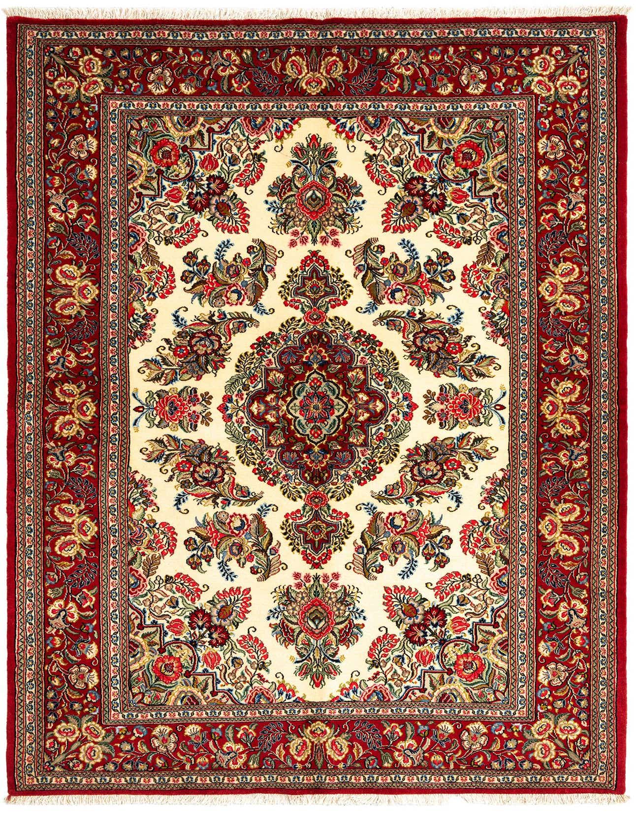 4' 9 x 7' 1 Hand Knotted Qom Persian Rug