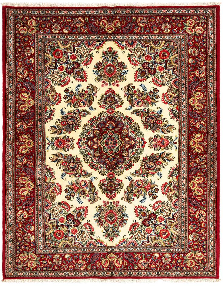 Detail image of 4' 9 x 7' 1 Hand Knotted Qom Persian Rug