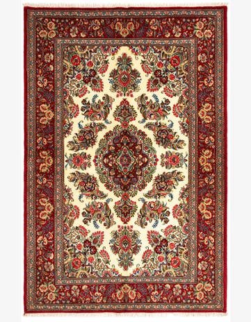 4' 9 x 7' 1 Hand Knotted Qom Persian Rug