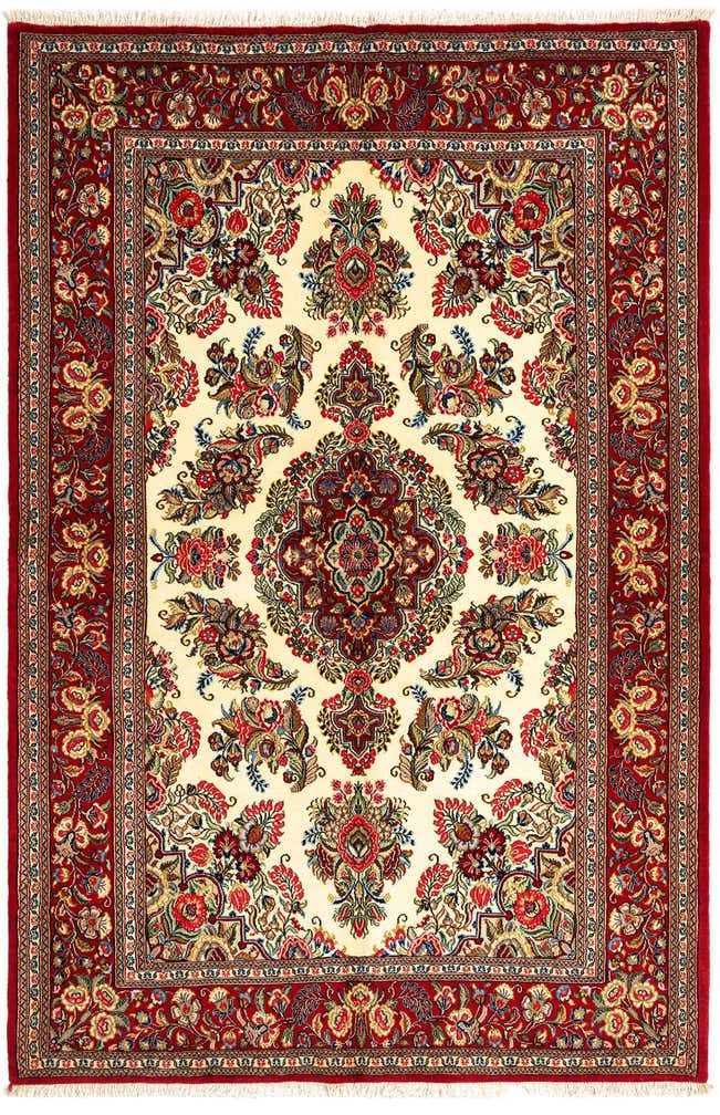 4' 9 x 7' 1 Hand Knotted Qom Persian Rug
