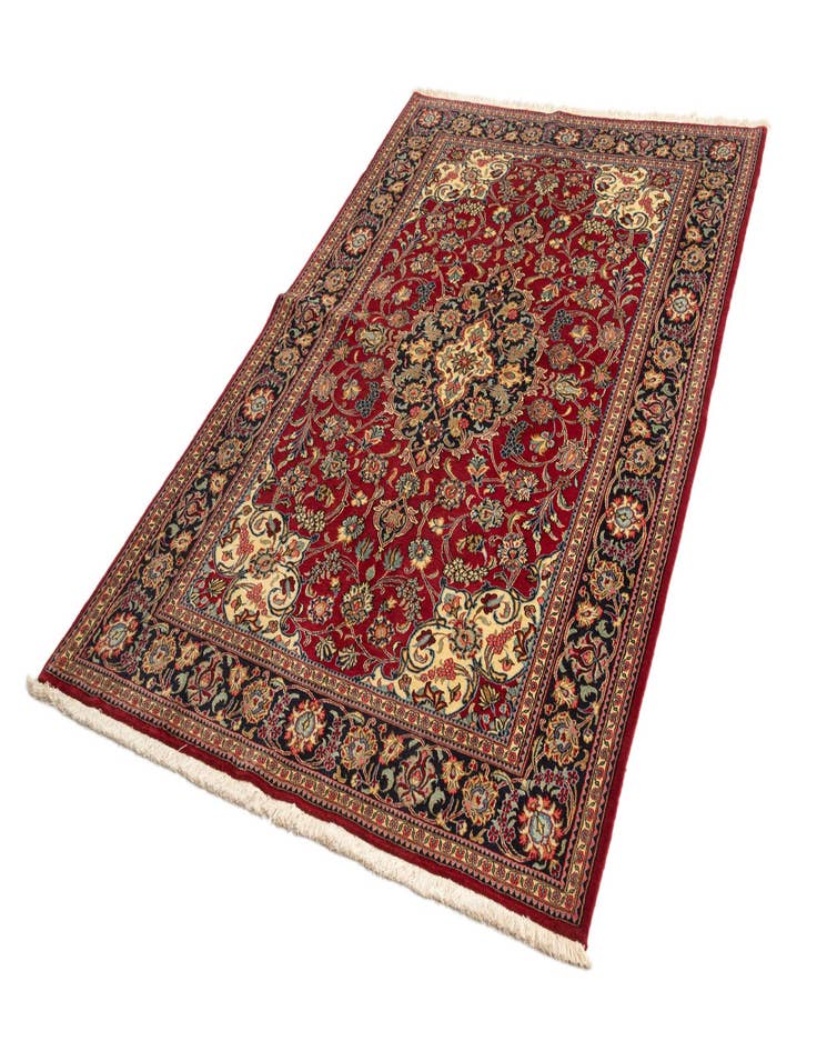 Detail image of 4' 7 x 7'  Hand Knotted Qom Persian Rug