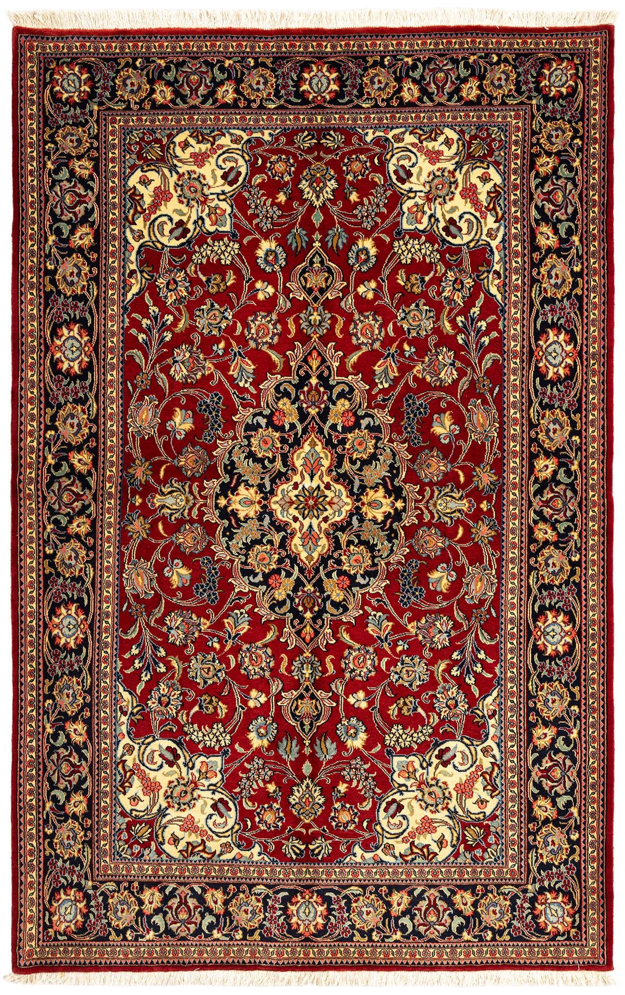 4' 7 x 7' Hand Knotted Qom Persian Rug