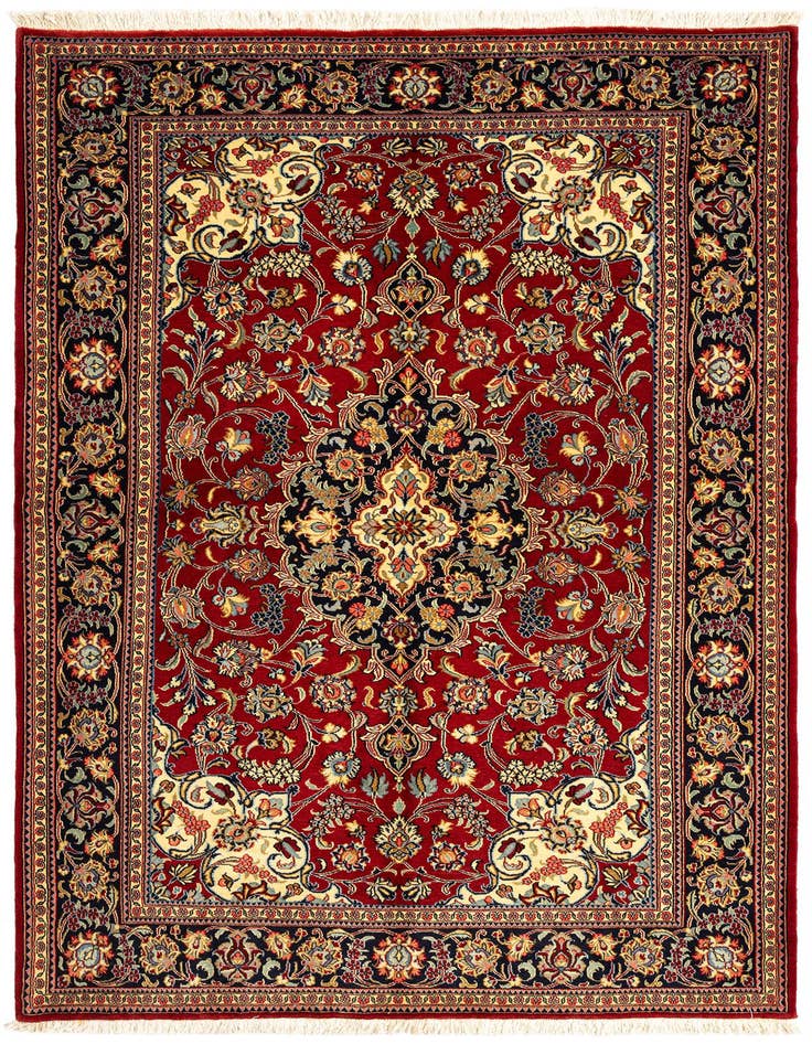 Detail image of 4' 7 x 7' Hand Knotted Qom Persian Rug