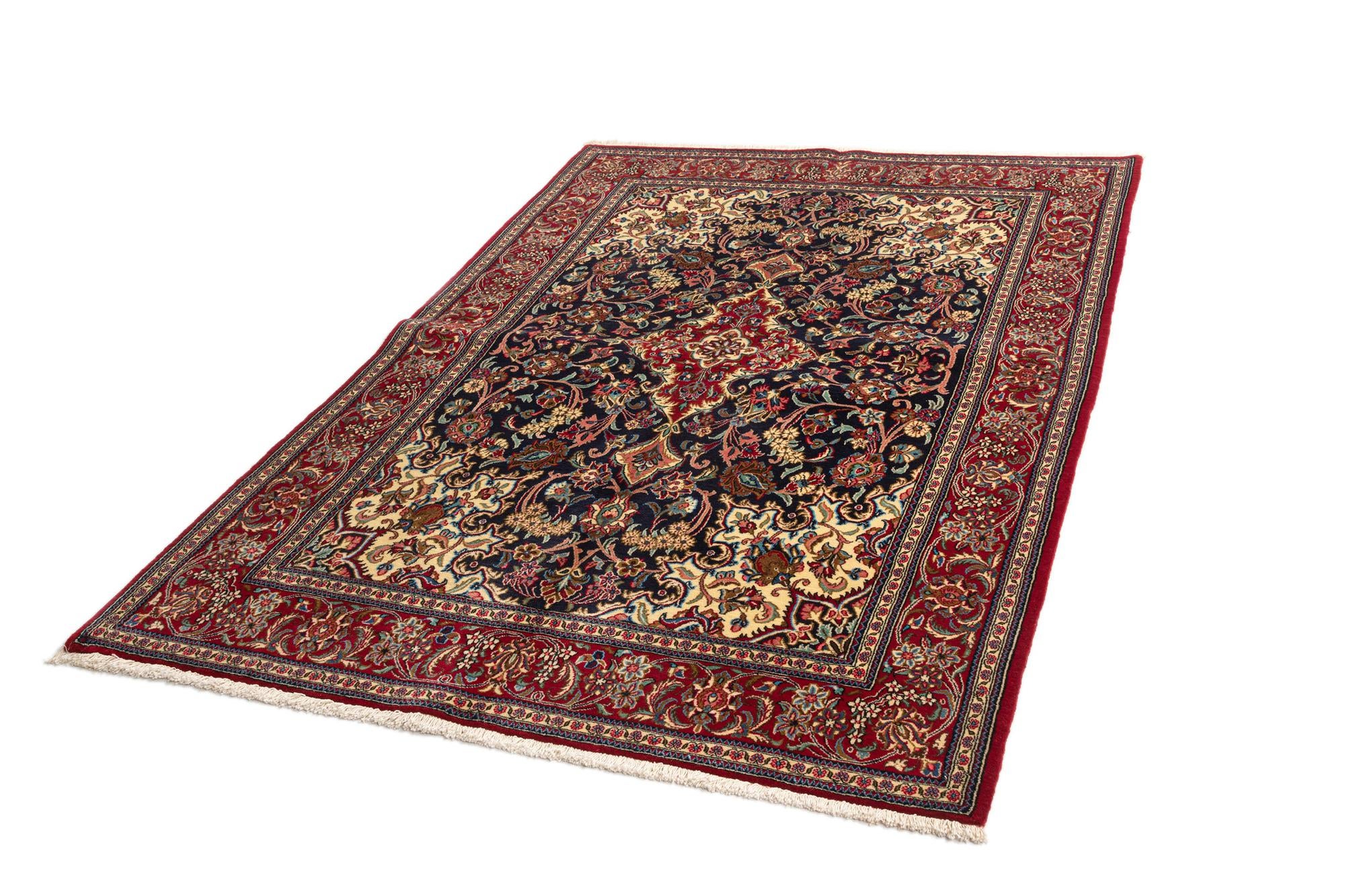 4' 9 x 6' 11 Hand Knotted Qom Persian Rug