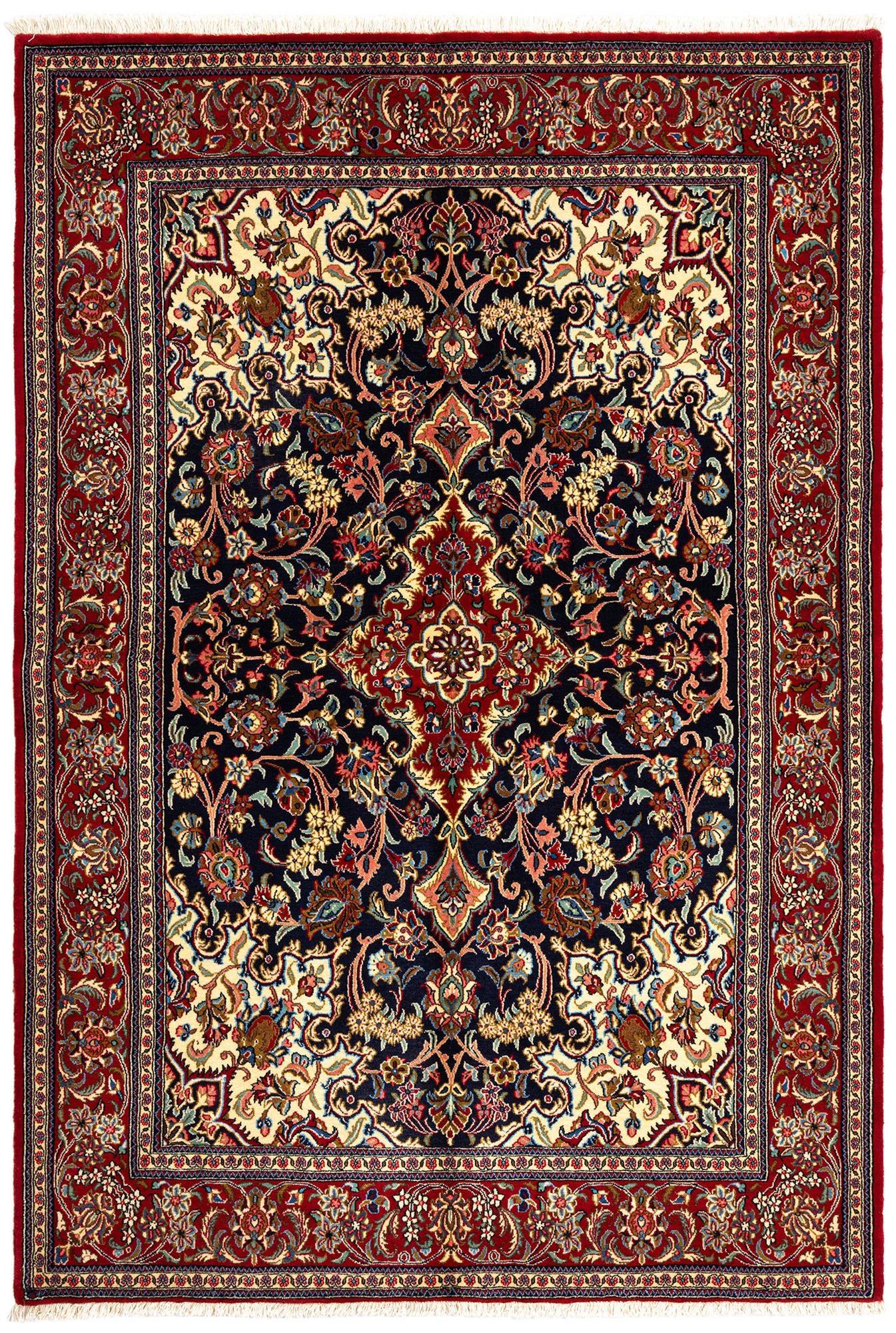 4' 9 x 6' 11 Hand Knotted Qom Persian Rug