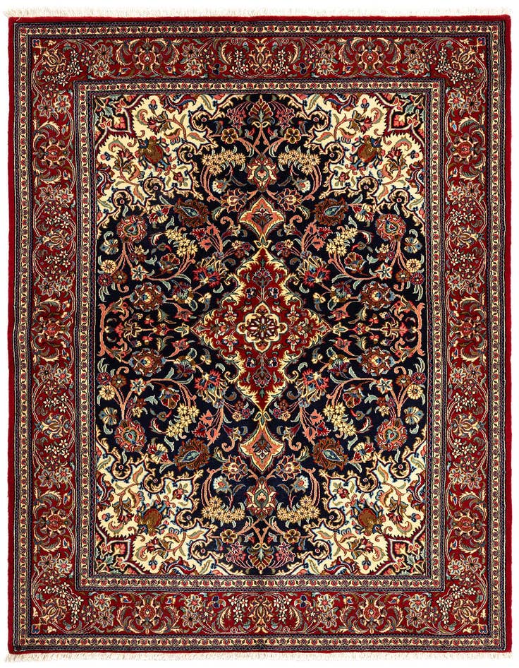 Detail image of 4' 9 x 6' 11 Hand Knotted Qom Persian Rug