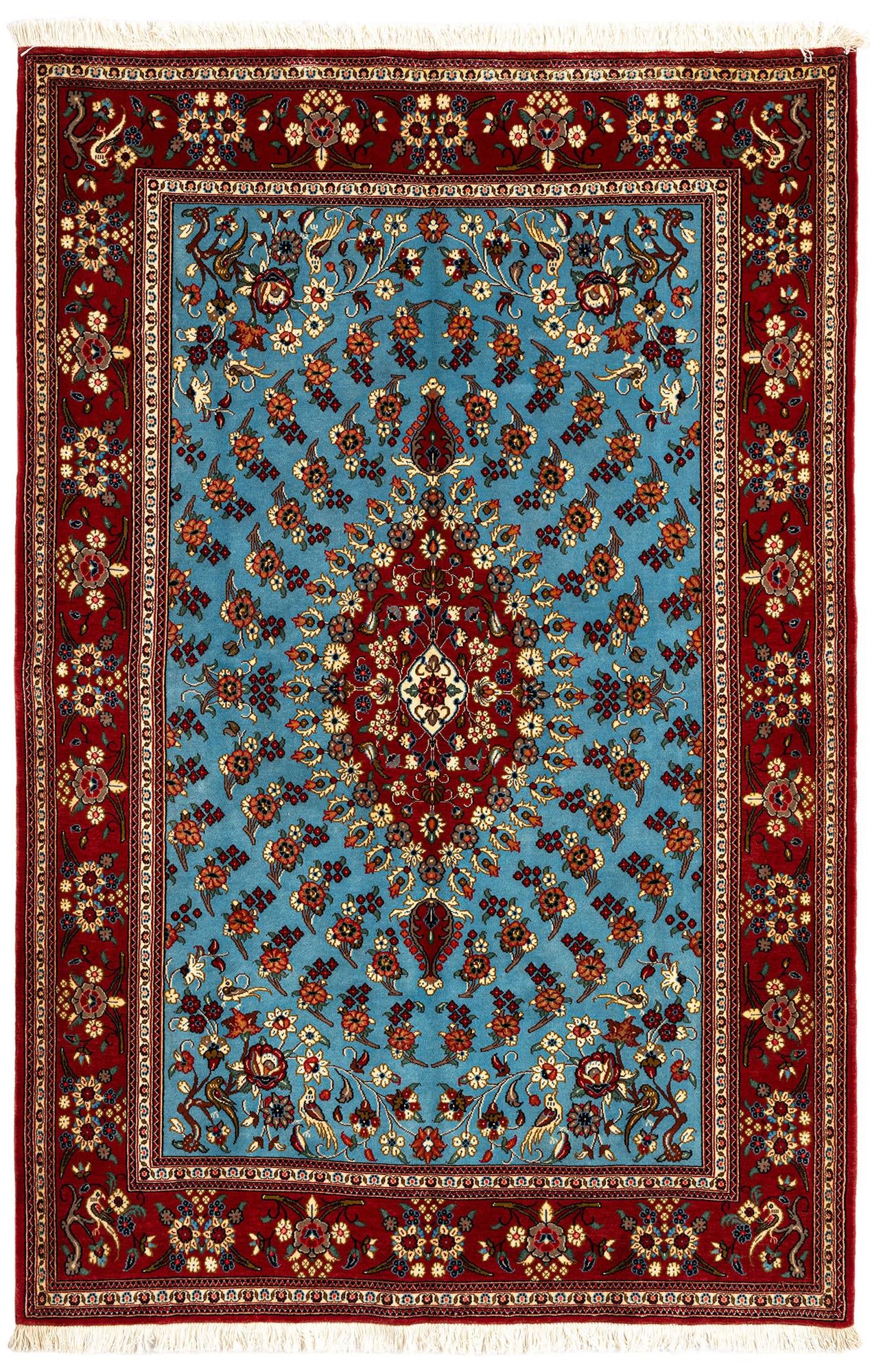 4' 8 x 7' Hand Knotted Qom Persian Rug