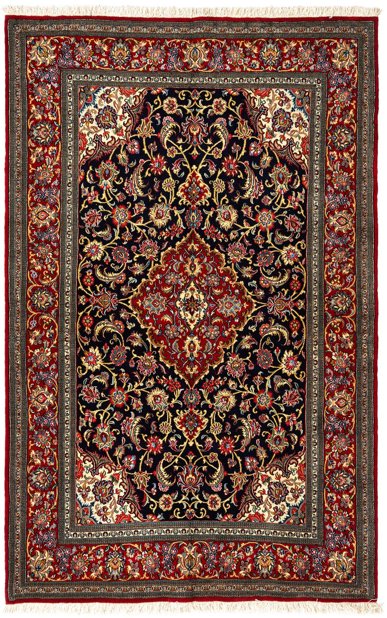4' 8 x 7' 2 Hand Knotted Qom Persian Rug