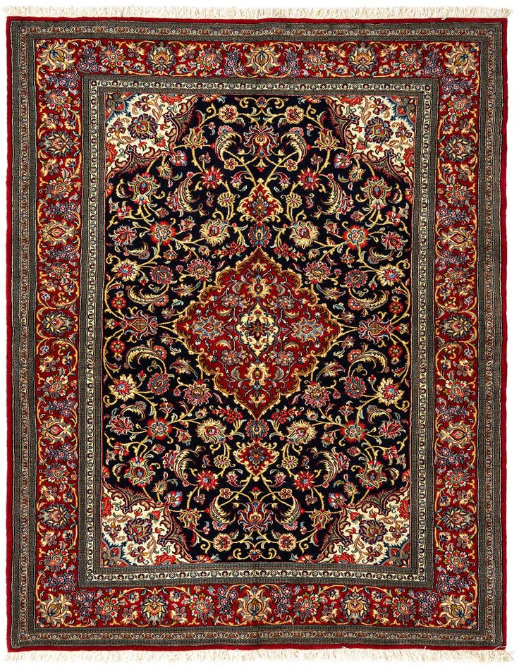 Detail image of 4' 8 x 7' 2 Hand Knotted Qom Persian Rug