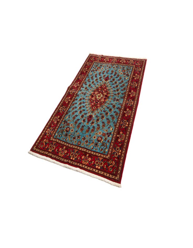 Detail image of 4' 8 x 7' 2  Hand Knotted Qom Persian Rug