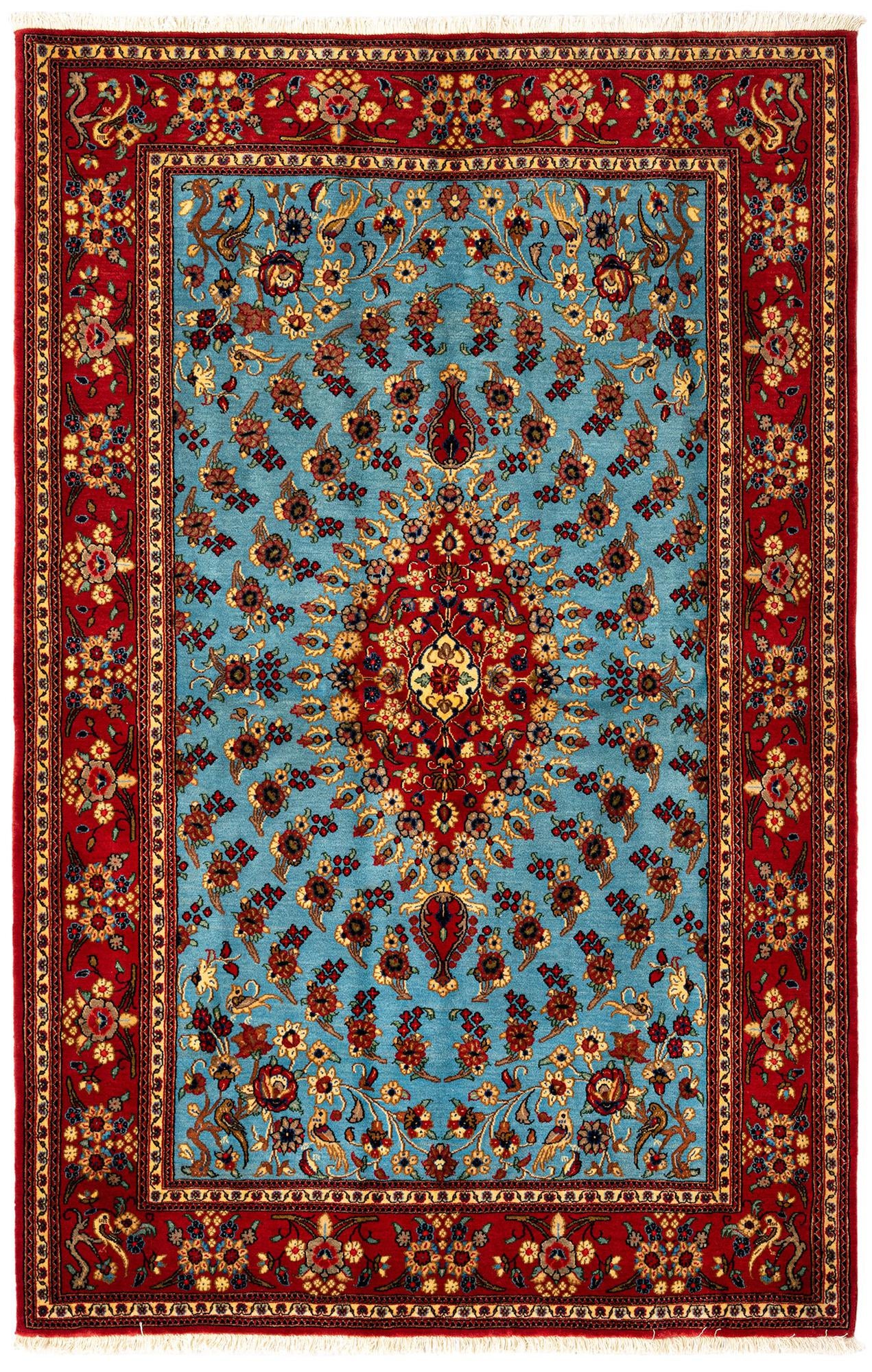 4' 8 x 7' 2 Hand Knotted Qom Persian Rug