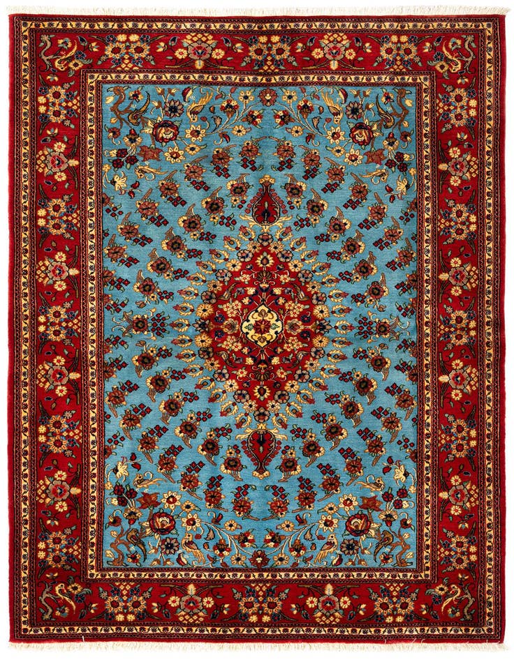 Detail image of 4' 8 x 7' 2 Hand Knotted Qom Persian Rug