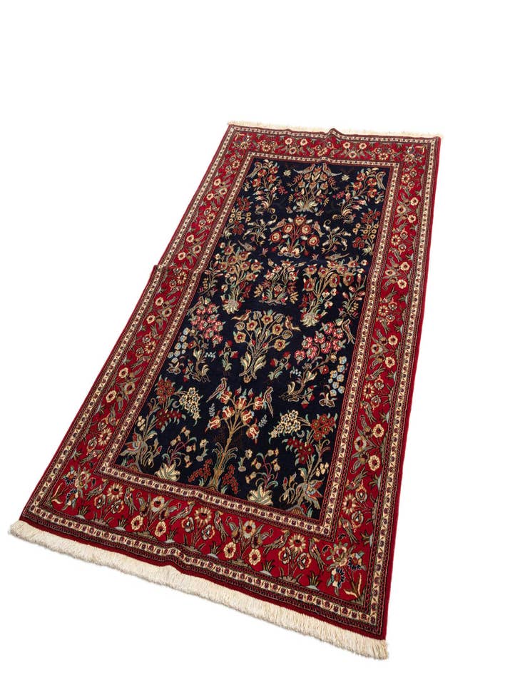 Detail image of 4' 8 x 7' 5  Hand Knotted Qom Persian Rug