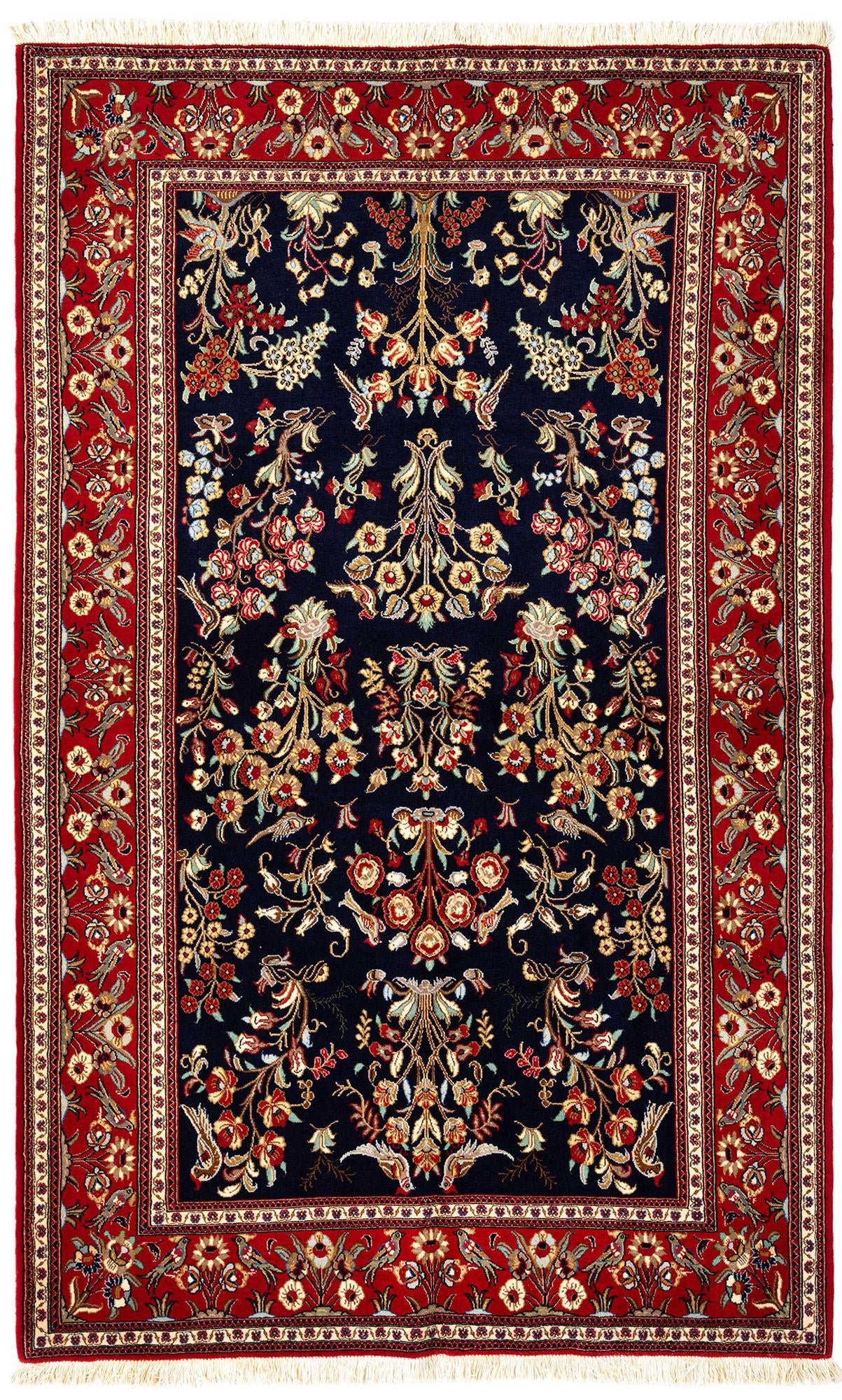 4' 8 x 7' 5 Hand Knotted Qom Persian Rug