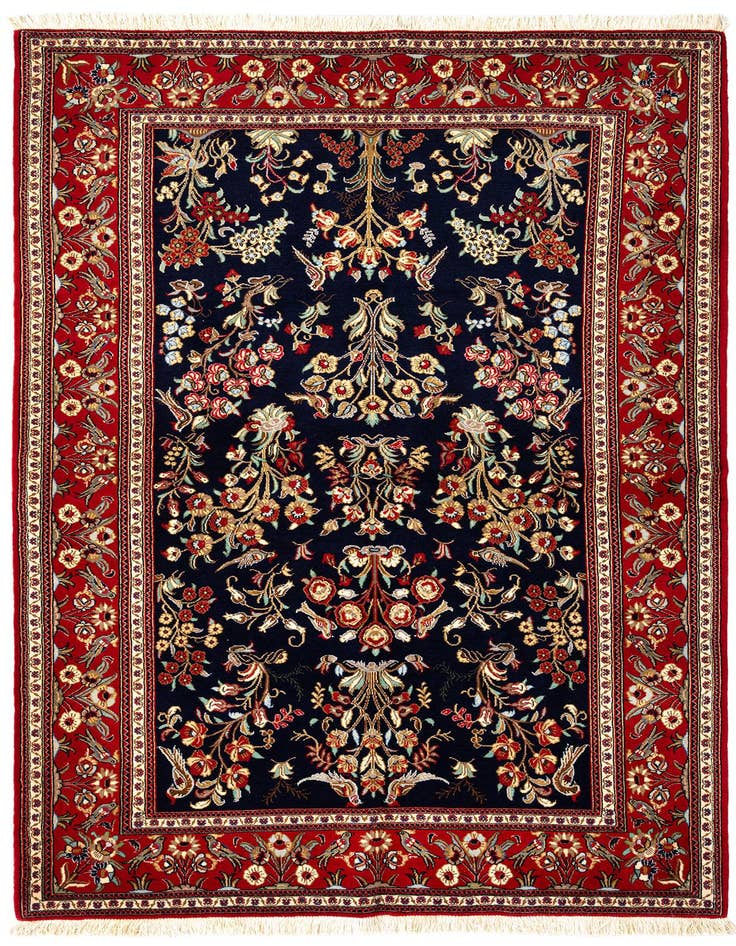 Detail image of 4' 8 x 7' 5 Hand Knotted Qom Persian Rug