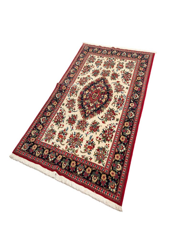 Detail image of 4' 7 x 6' 8  Hand Knotted Qom Persian Rug