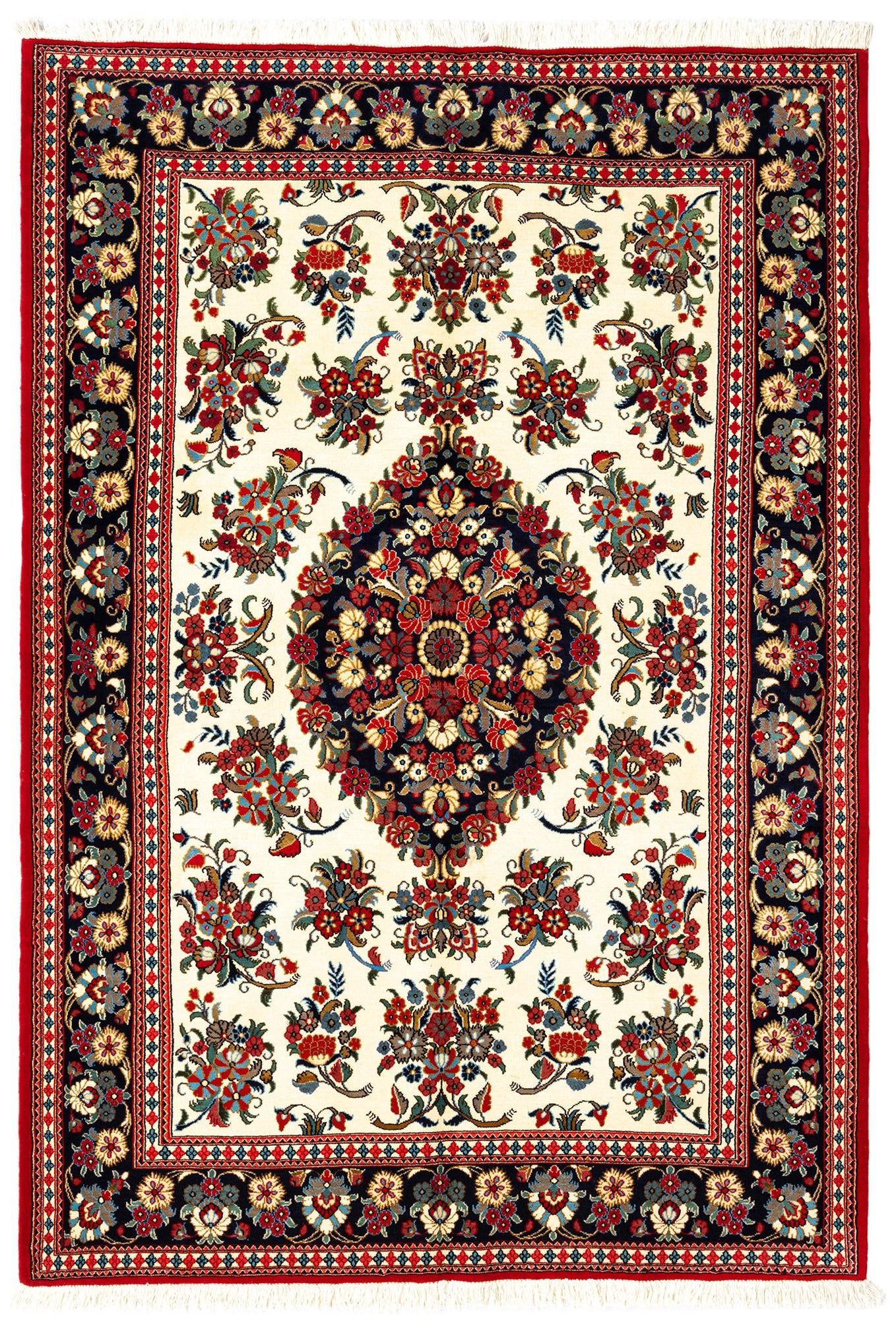 4' 7 x 6' 8 Hand Knotted Qom Persian Rug