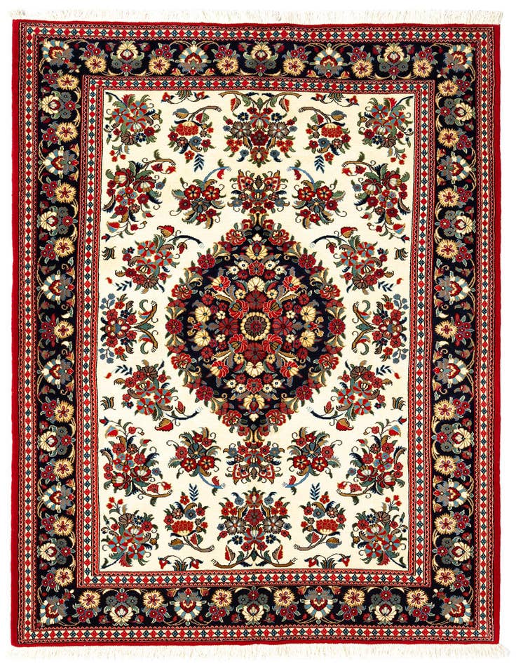 Detail image of 4' 7 x 6' 8 Hand Knotted Qom Persian Rug